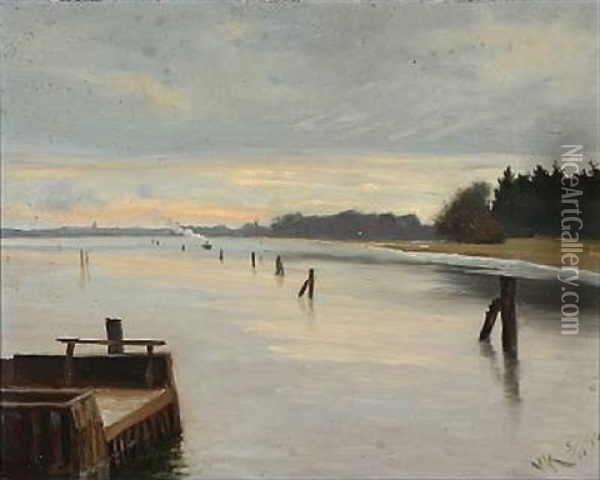 Coastal Scene, Presumably From Lolland In Denmark Oil Painting - Vilhelm Peter Karl Kyhn
