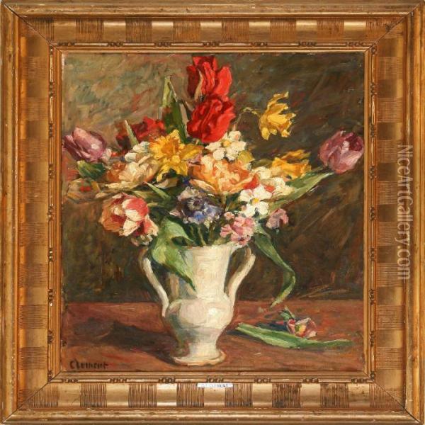 Flowers In A Vase Oil Painting - Gad Frederik Clement