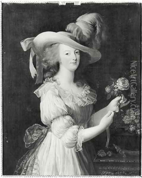 Copy of a Portrait of Marie-Antoinette 1755-93 after 1783 Oil Painting - Elisabeth Vigee-Lebrun
