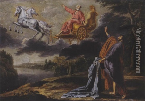 Elie Et Le Chariot De Feu Oil Painting - Willem van Herp the Elder
