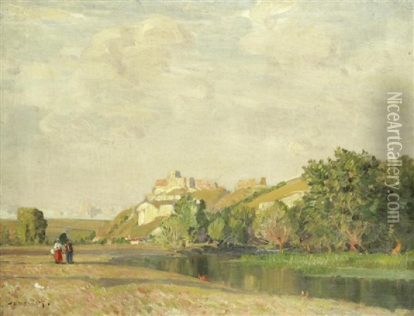 Chateau Gaillard, On The Seine Oil Painting - Sir Alfred East