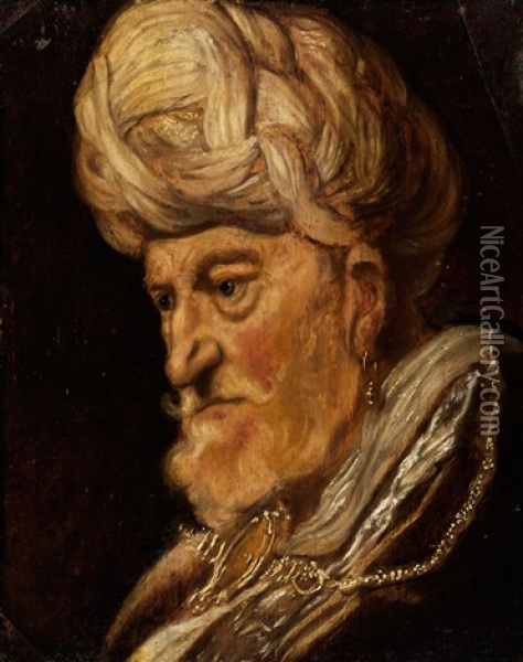 Bildnis Eines Graubartigen Mannes Mit Turban Oil Painting - Willem De Poorter