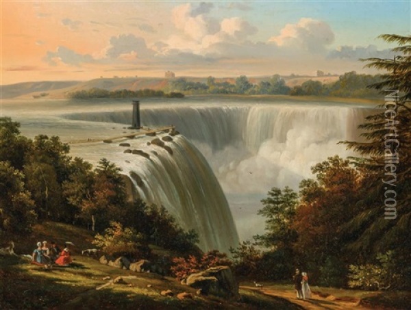 Picnic At Niagara Falls Oil Painting - Victor de Grailly