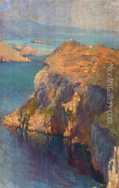 Blick Auf Die Steilkuste Bei Luino An Einem Sonnigen Tag Oil Painting - Emilie Mediz-Pelikan