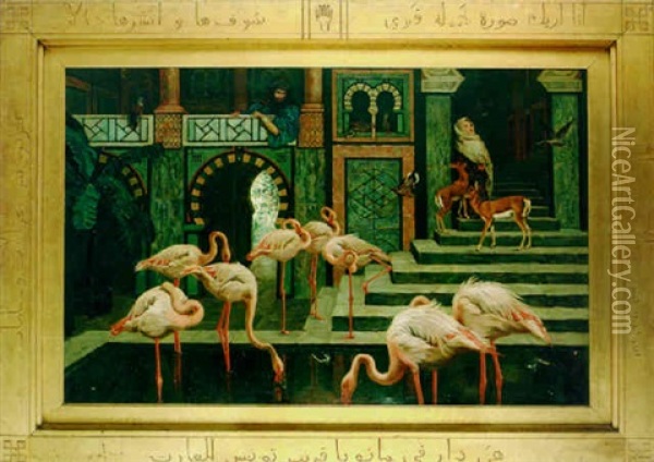 The Pets Of An Eastern Palace: A Tunisian Study Oil Painting - Harry (Sir) Hamilton Johnston
