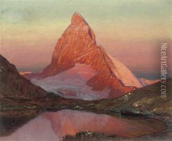 The Matterhorn At Dusk Oil Painting - Albert H. Gos