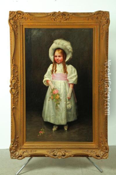 Portrait Of A Young Girl Attributed Oil Painting - William Barr