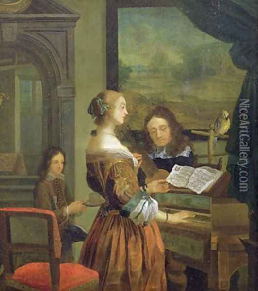 The Music Lesson Oil Painting - Willem van Mieris