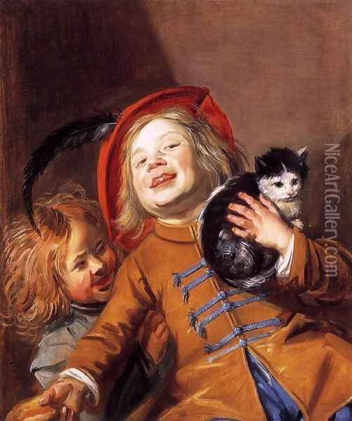 Two Children with a Cat Oil Painting - Judith Leyster