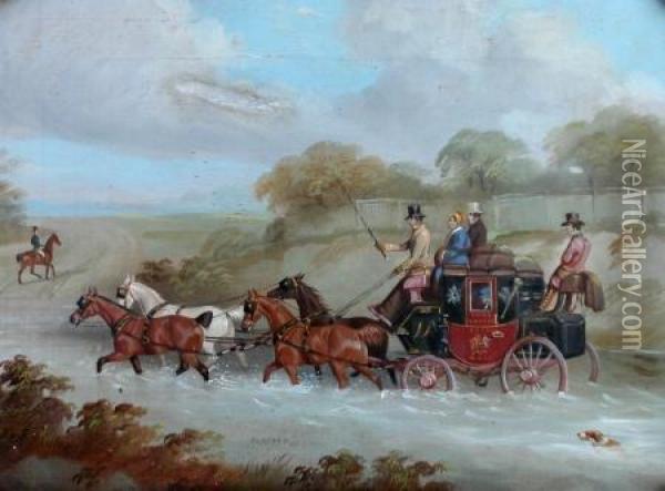 york To London Coach Oil Painting - R.S Cottrell