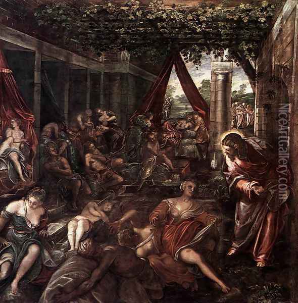 The Probatic Pool Oil Painting - Jacopo Tintoretto (Robusti)