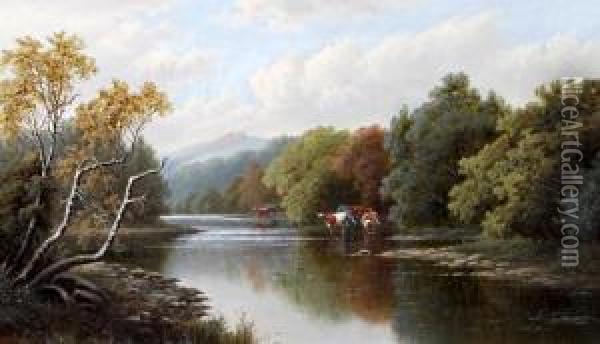 On The Dart Devon Oil Painting - Daniel H. Winder