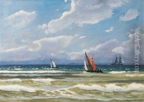 Fishing Boats Oil Painting - Alfred Olsen