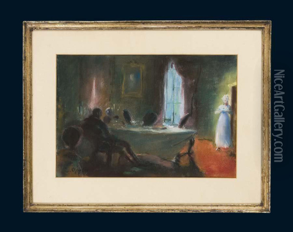 Dinner Im Schloss-interieur Oil Painting - Ernst Oppler