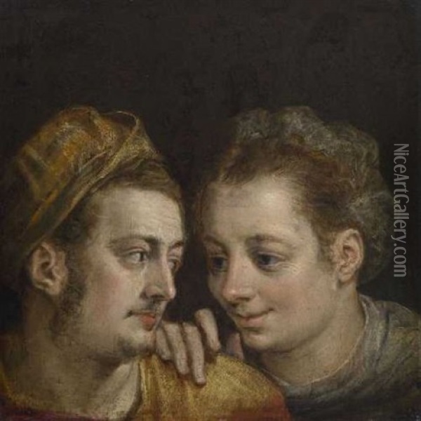 Junges Paar Oil Painting - Frans Floris the Elder