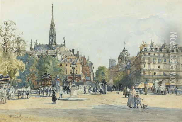Place St Michael, Paris Oil Painting - John Fulleylove