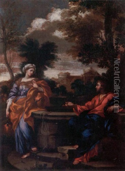 Christ And The Woman Of Samaria Oil Painting - Ciro Ferri