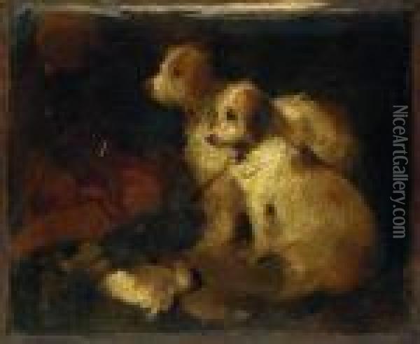 Study Of Two Dogs Oil Painting - Landseer, Sir Edwin