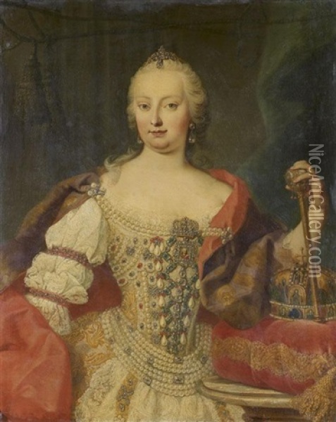 Portrait De L'imperatrice Marie-therese D'autriche Oil Painting - Martin van Meytens the Younger