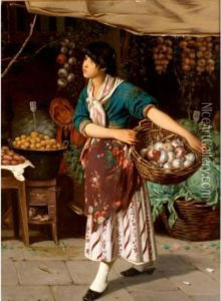The Little Onion Seller Oil Painting - Franz Leo Ruben