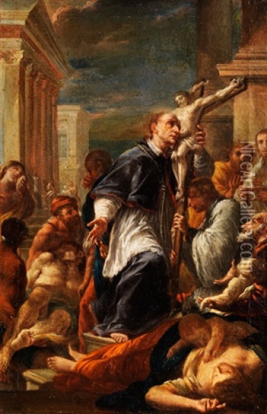 Die Apotheose Des Heiligen Karl Borromaus Oil Painting - Sebastiano Conca