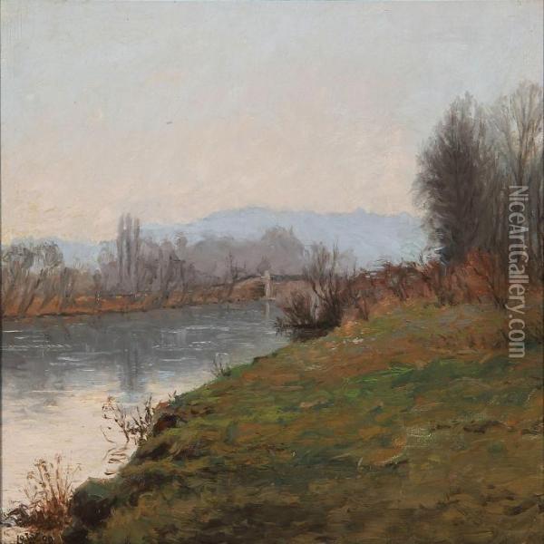 View From A Creek Oil Painting - Wilhelm Andersen