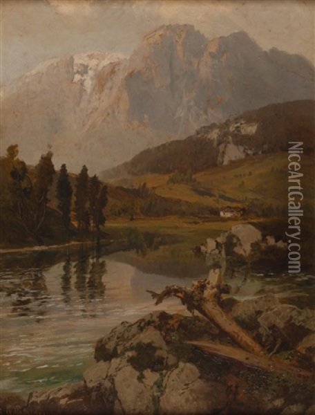 Seelandschaft Im Hochgebirge Oil Painting - Konrad Petrides