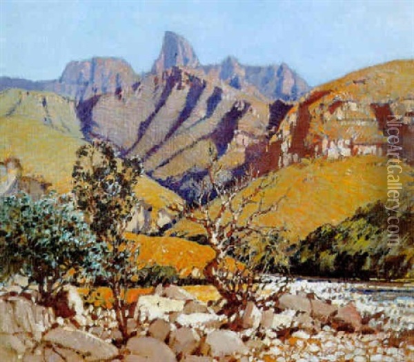 The Drakensberg, Natal Oil Painting - Robert Gwelo Goodman