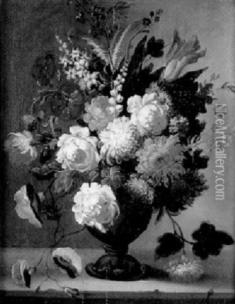 Bouquet De Fleurs Dans Un Vase Oil Painting - Nicolas Ricoeur
