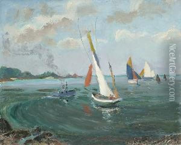 Tossie Boats, Mevagissey Oil Painting - Greville Irwin