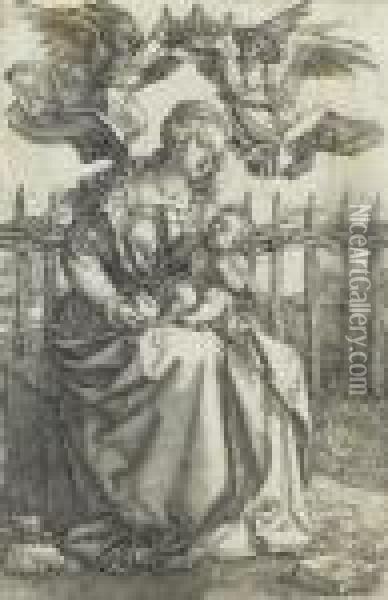 The Virgincrowned By Two Angels Oil Painting - Albrecht Durer