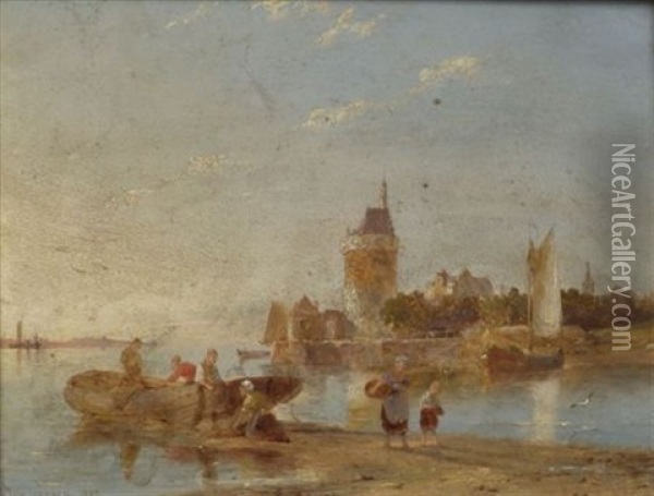 On The Zuiderzee, Holland Oil Painting - Pieter Cornelis Dommershuijzen