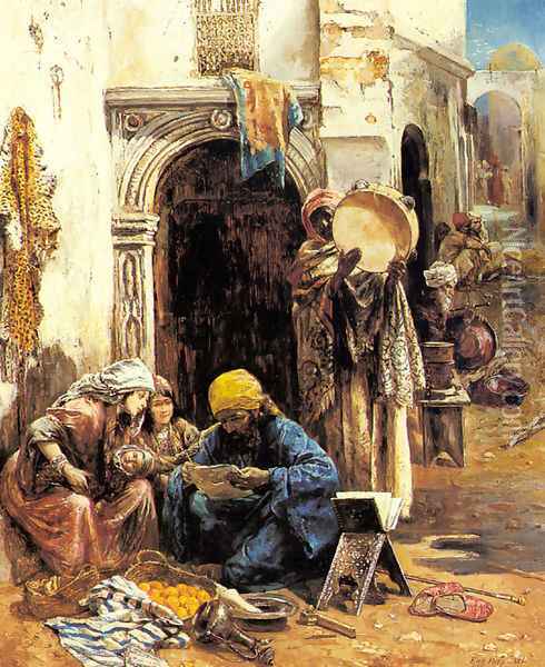 An Arab Bazaar Oil Painting - Eugene Pavy