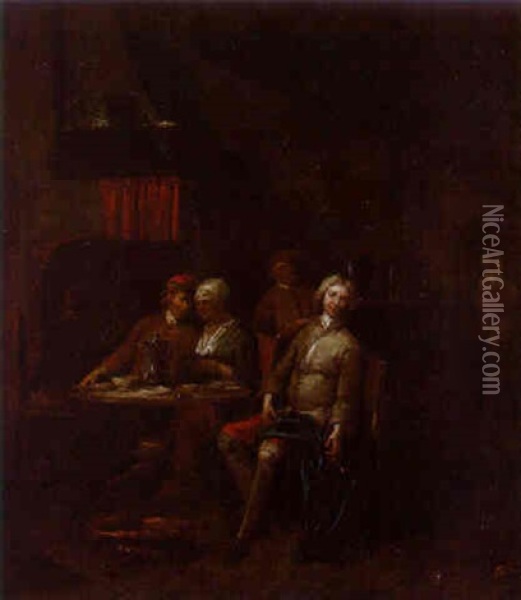 Company Smoking And Merrymaking In An Interior Oil Painting - Jan Baptist Lambrechts