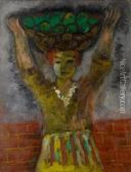 A Young Girl Bearing Green Fruit Oil Painting - Issachar ber Ryback