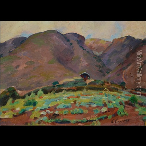 Untitled - Desert Landscape Oil Painting - Edouard Vysekal