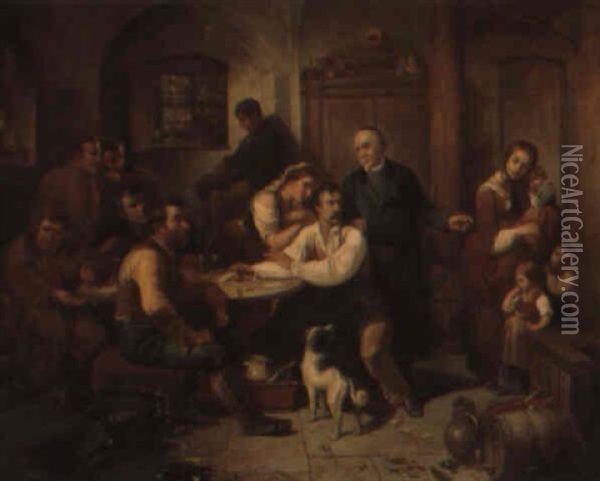 Der Ermahnung Oil Painting - Friedrich Ritter von Malheim Friedlaender