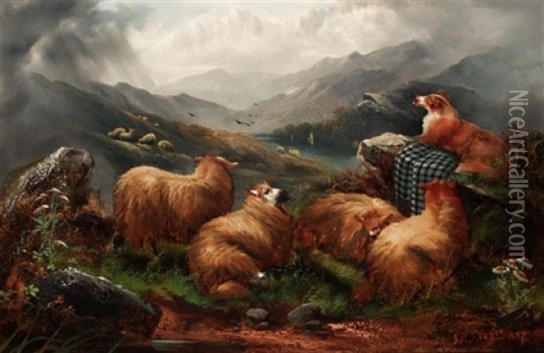 In The Highlands Oil Painting - John W. Morris