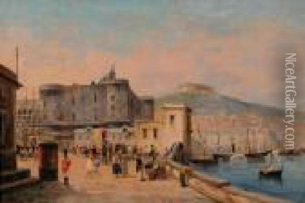Il Maschio Angioino Sullo Sfondo Di San Martino Oil Painting - Gabriele Carelli