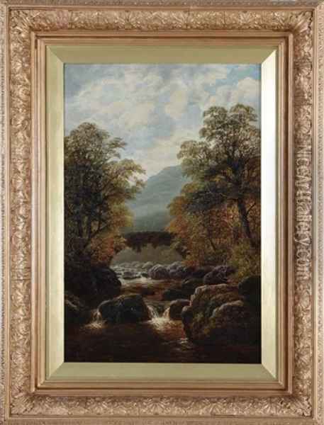 Pair Of Northern Welsh Landscapes: On The Lledr And Torrent Walk, Nr Dolgellau Oil Painting - William Mellor