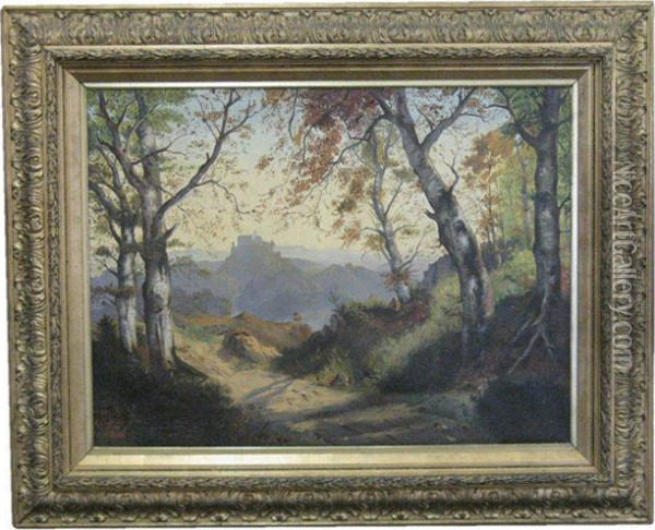 Weite Landschaft Mit Burg Oil Painting - Adolf Kaufmann