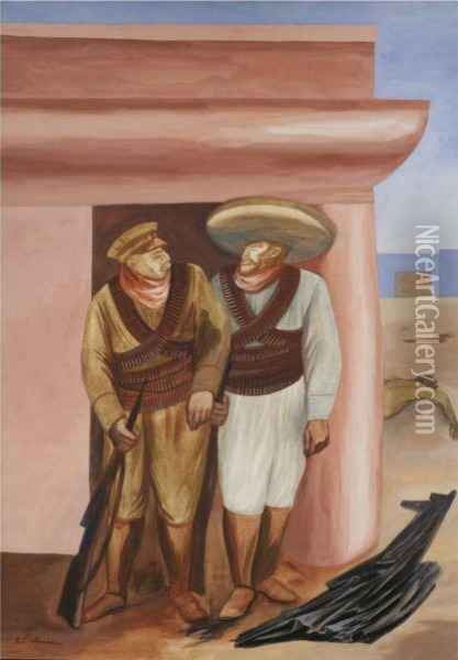 Mexican Soldiers Oil Painting - Jose Clemente Orozco