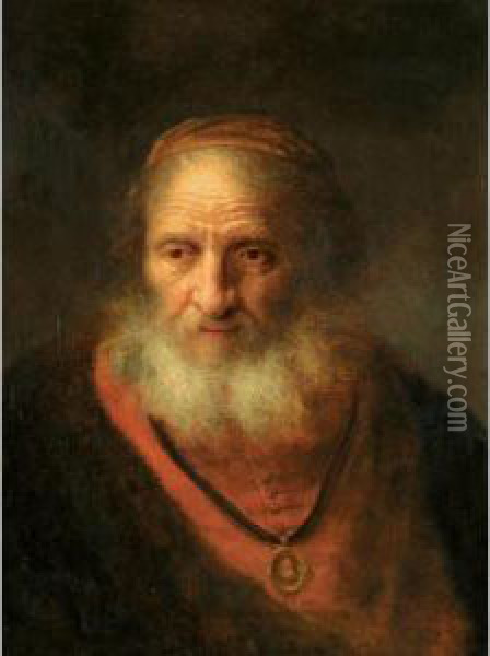 Portrait Of An Old Man Oil Painting - Govert Teunisz. Flinck