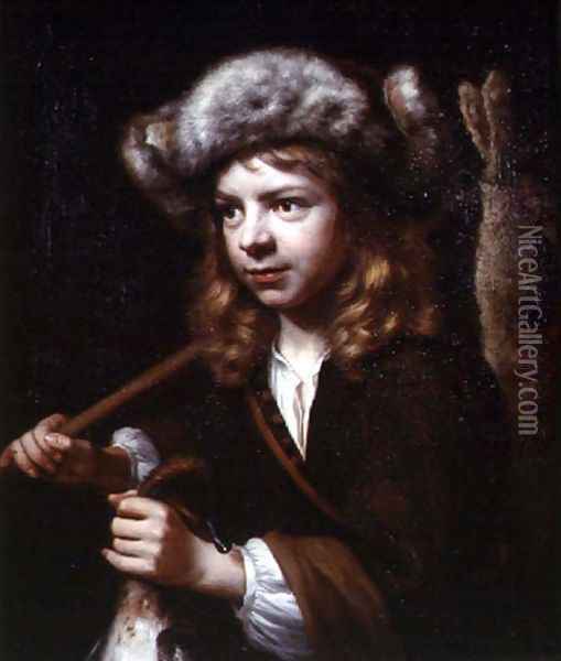Young Sportsman with Rabbit and Fowl Oil Painting - Wallerant Vaillant