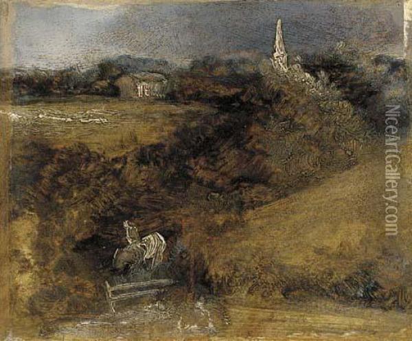 At Redhill, Surrey Oil Painting - George Constable Of Arundel