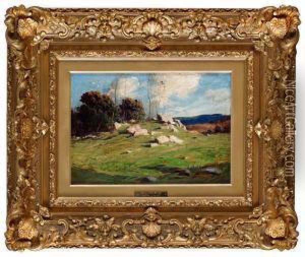 A Stony Hillside. Oil Painting - George Matthew Bruestle