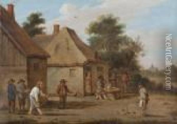 Le Jeu De Boules Oil Painting - David The Younger Teniers