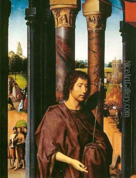 St John Altarpiece (detail) 2 Oil Painting - Hans Memling