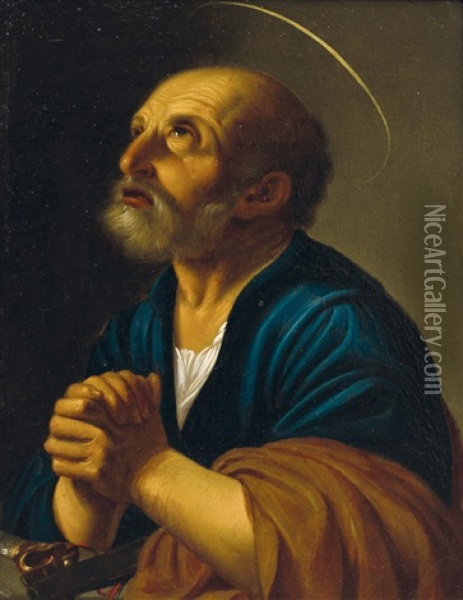 The Penitent Saint Peter (in Collaboration W/workshop) Oil Painting - Carlo Saraceni