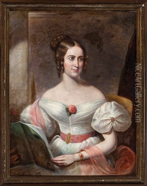 Portrait Of Maria Brewster Brooks Stafford (1809-1896), Wife Of Professor Samuel M. Stafford Of Tuscaloosa, Al Oil Painting - C.R. Parker